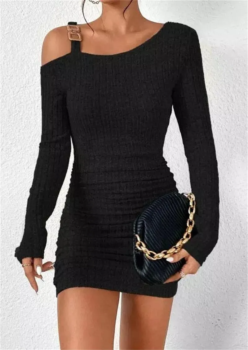 Cold Shoulder Bodycon Mini Sweater Dress