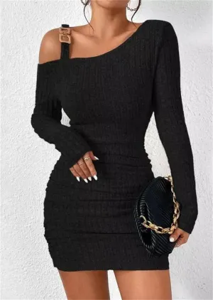 Cold Shoulder Bodycon Mini Sweater Dress