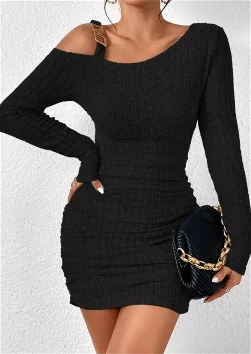 Cold Shoulder Bodycon Mini Sweater Dress