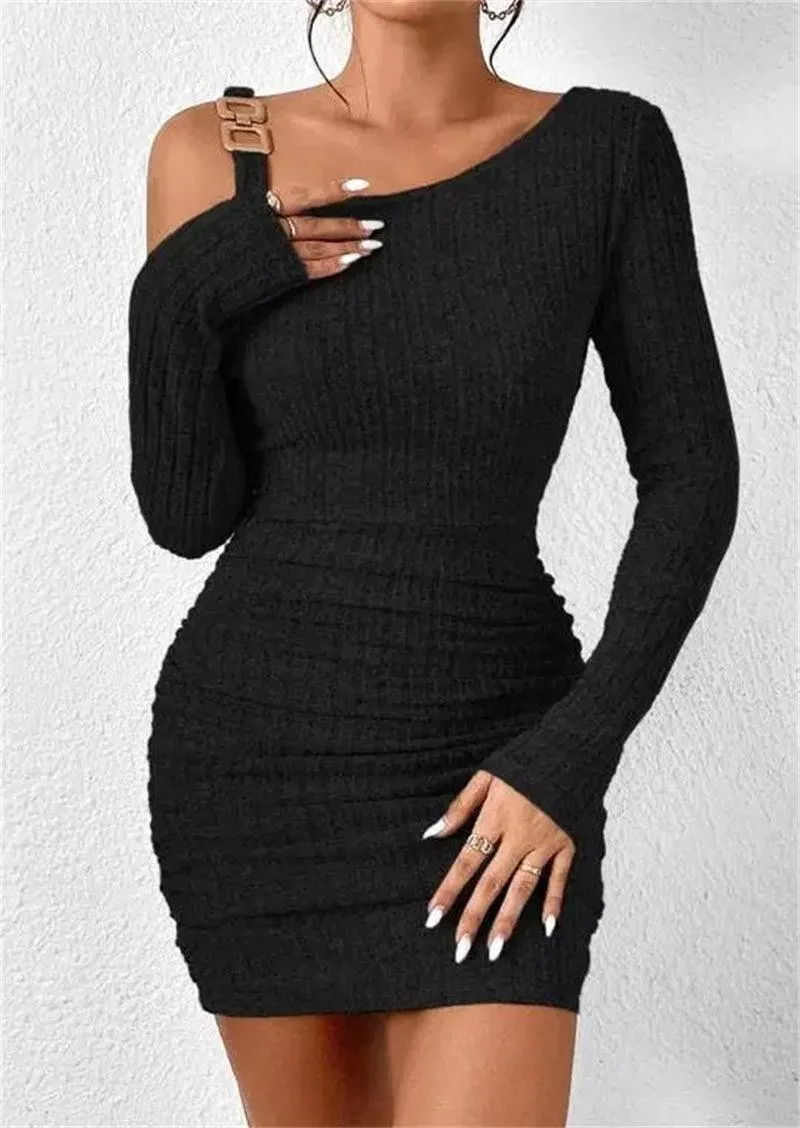 Cold Shoulder Bodycon Mini Sweater Dress