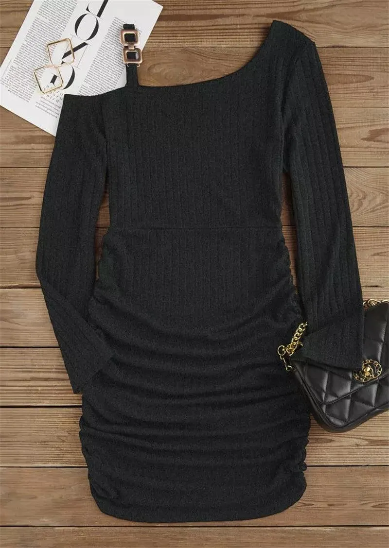 Cold Shoulder Bodycon Mini Sweater Dress