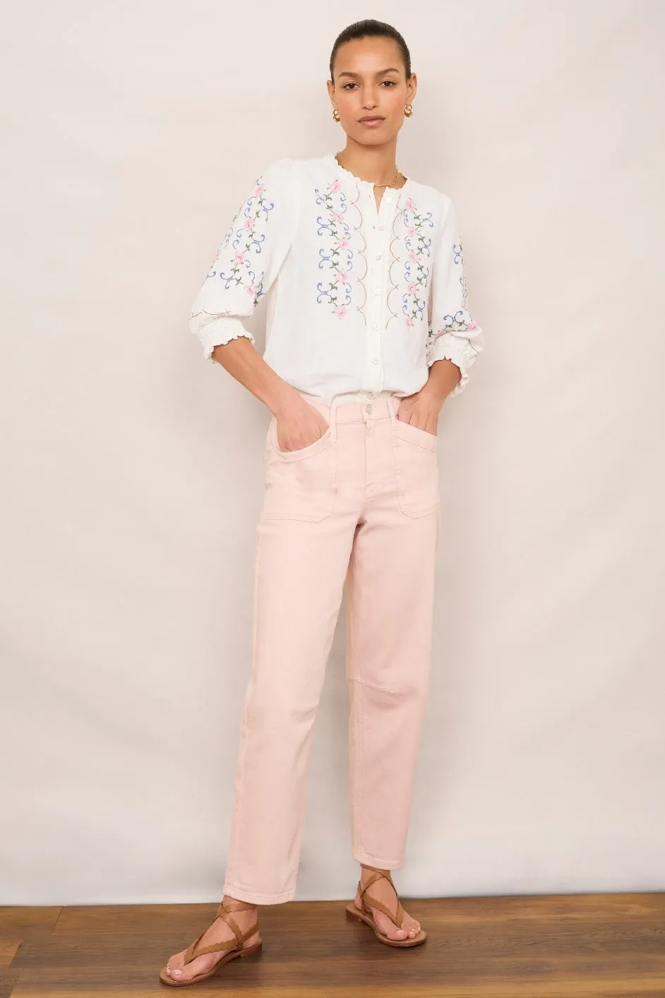 Cora Embroidered Blouse - White