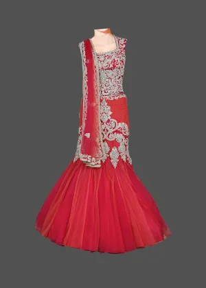 Coral color lehenga choli