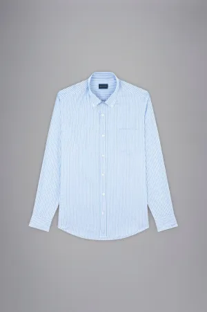 Cotton Oxford Multi Stripe Shirt in Blue/White/Green