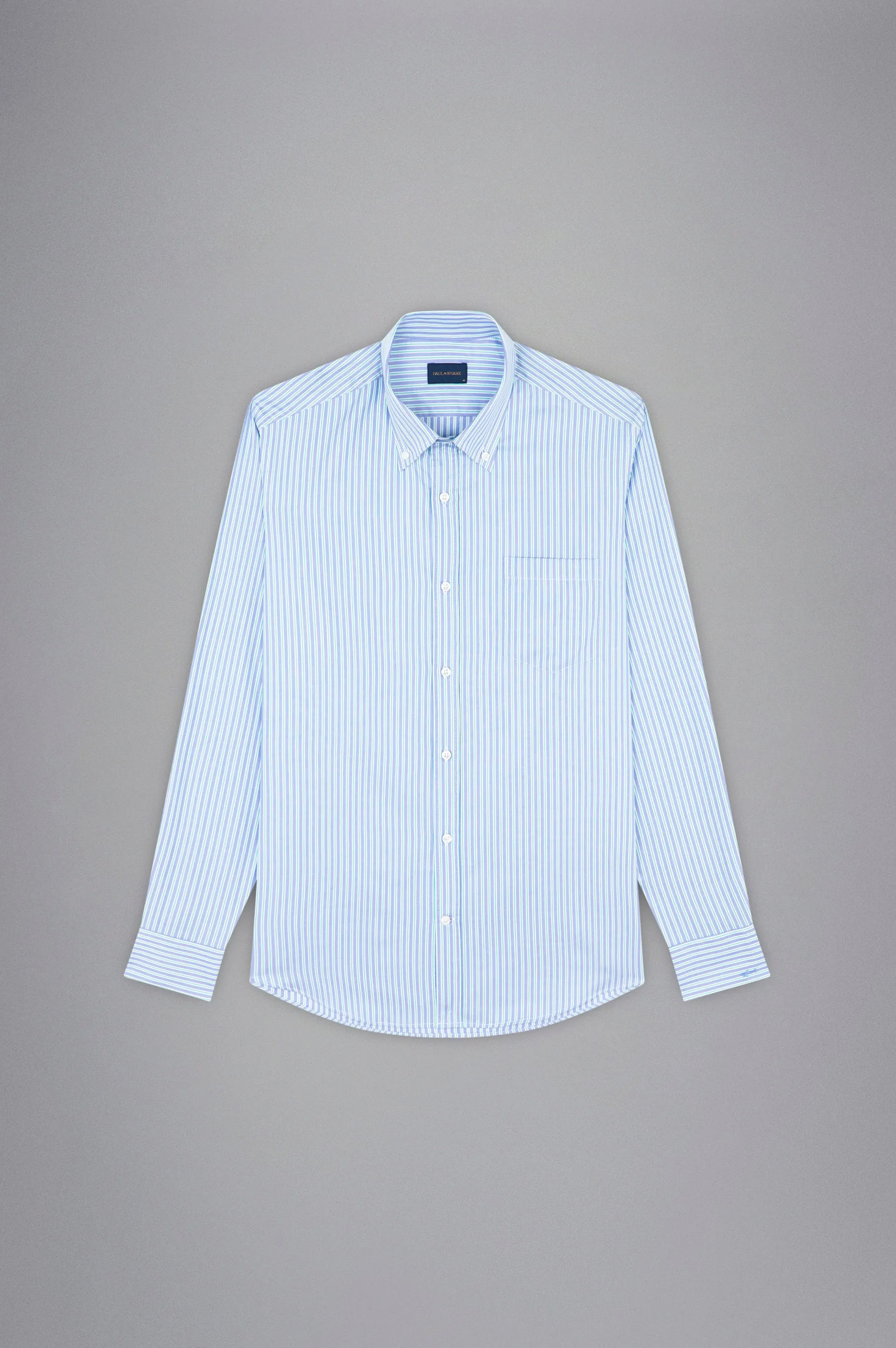 Cotton Oxford Multi Stripe Shirt in Blue/White/Green