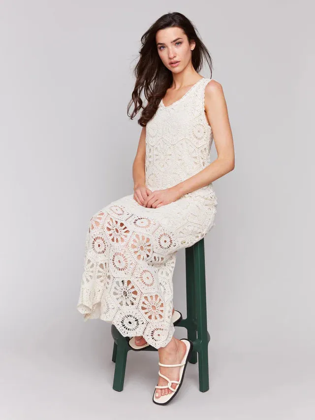 Crochet Maxi Dress-Natural
