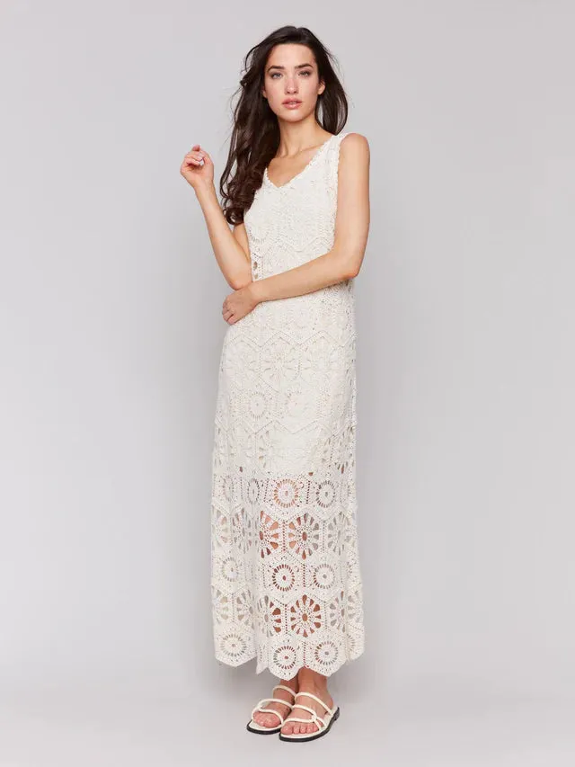 Crochet Maxi Dress-Natural