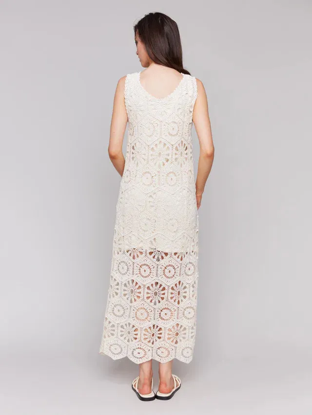 Crochet Maxi Dress-Natural