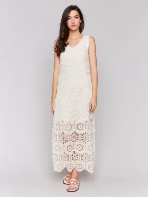 Crochet Maxi Dress-Natural