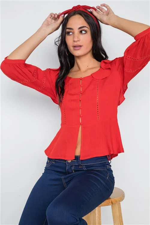 Crochet Trim Boho Top | Tomato