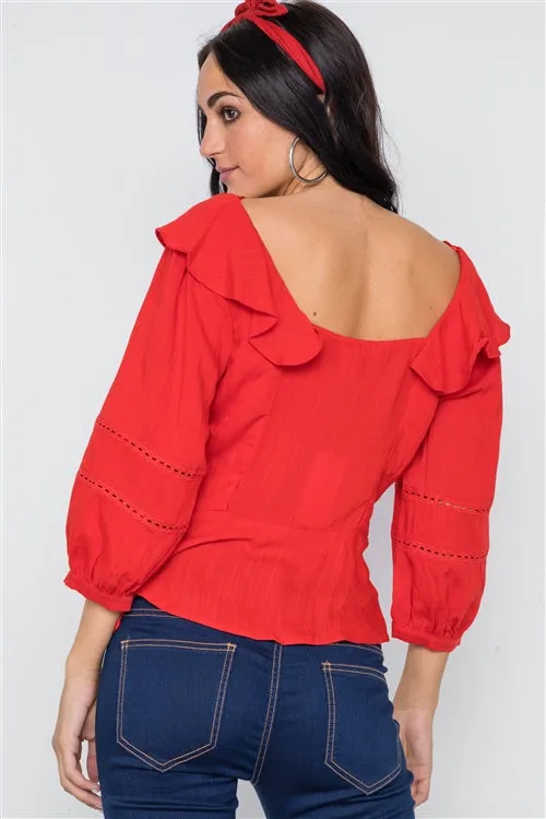 Crochet Trim Boho Top | Tomato