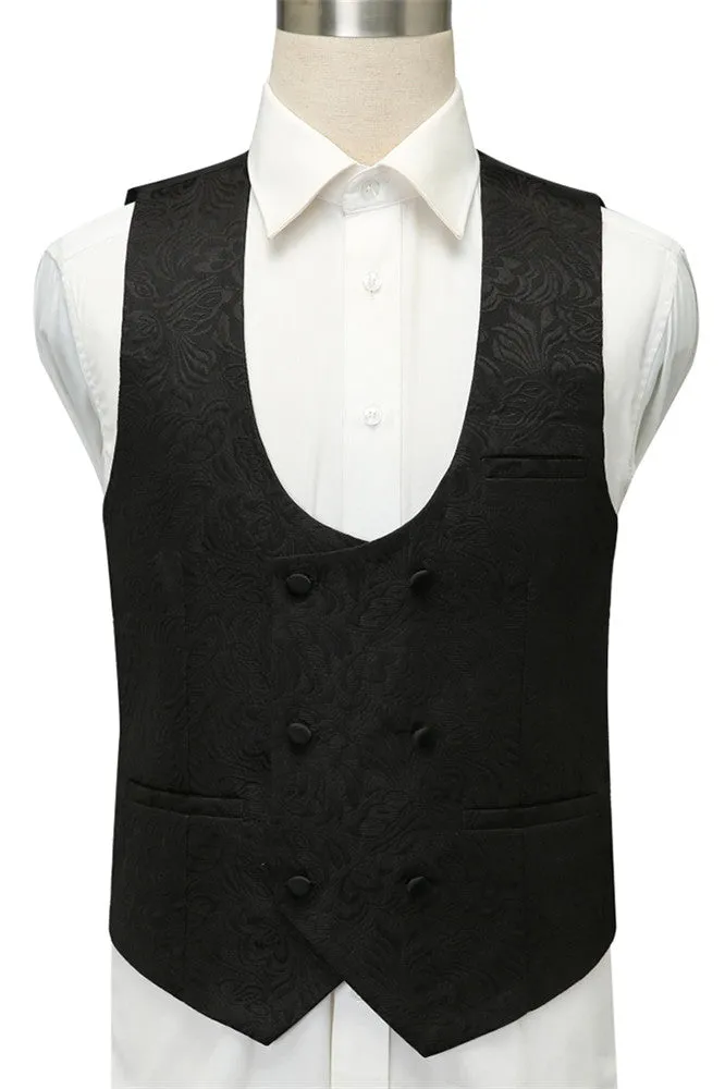 Custom design Black Jacquard Shawl Lapel Wedding Suits
