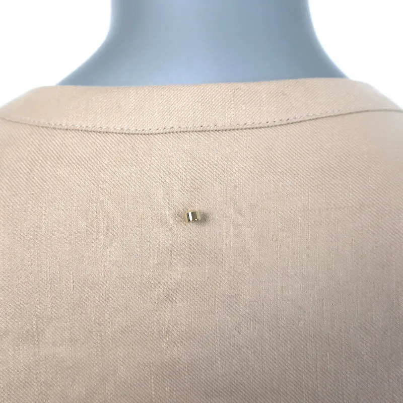 Cuyana Button-Front Blouse Beige Linen-Blend Size Small 3/4 Sleeve Top