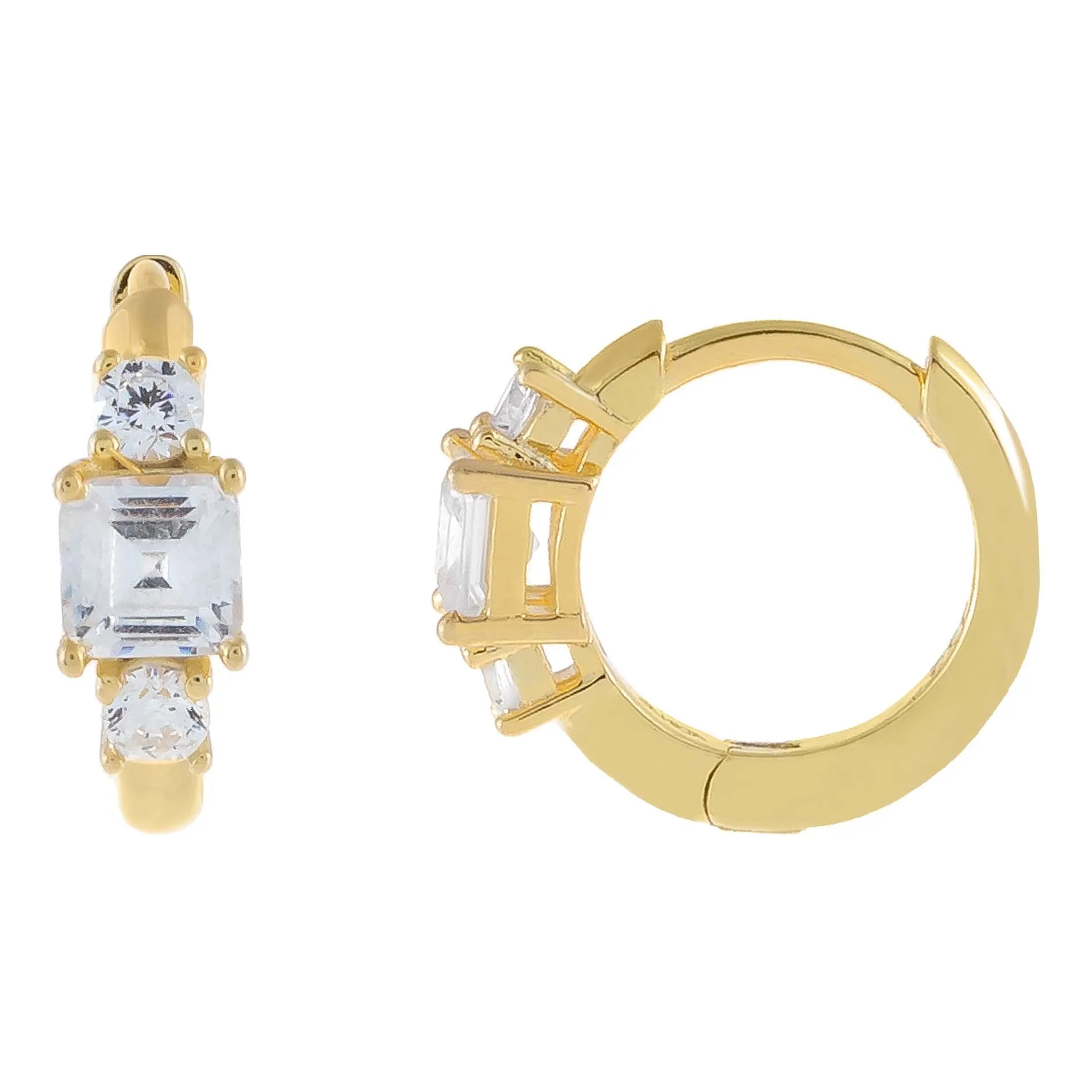 CZ Multi Stone Huggie Earring
