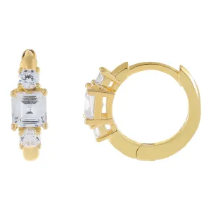 CZ Multi Stone Huggie Earring