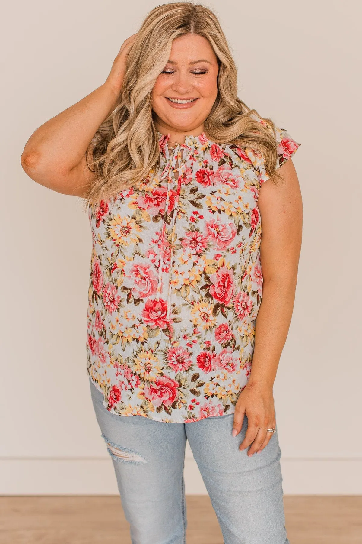 Dance Through The Flowers Floral Blouse- Ivory