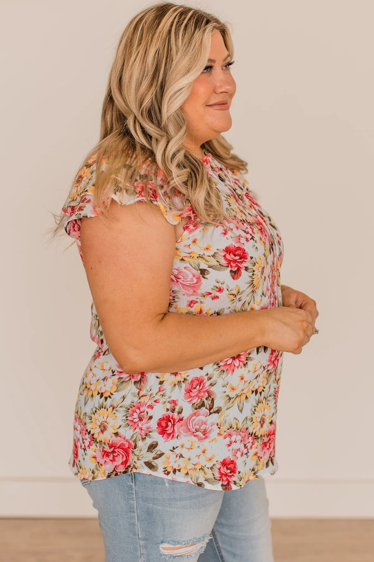 Dance Through The Flowers Floral Blouse- Ivory