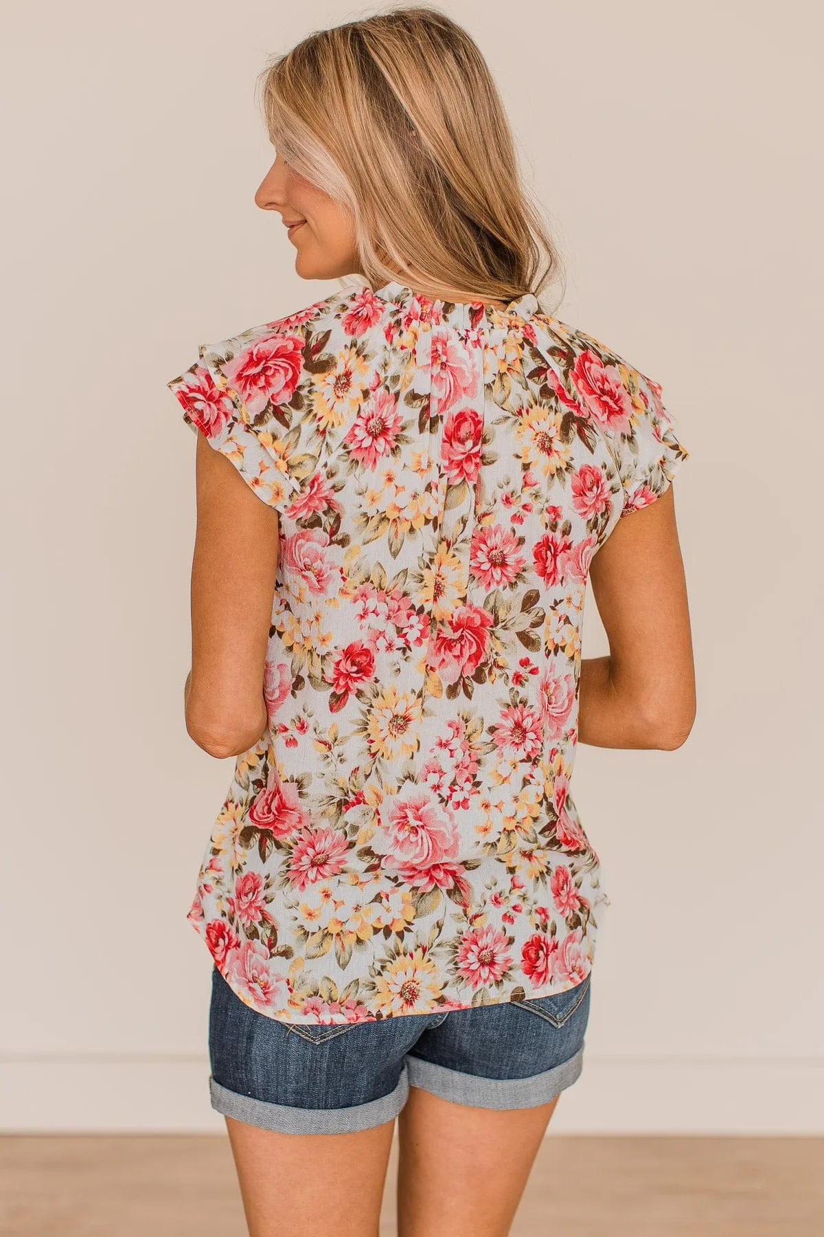 Dance Through The Flowers Floral Blouse- Ivory