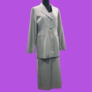 Danny &amp; Nicole Vintage 90’s Light Grey 3-Piece Skirt Suit Set Size 10