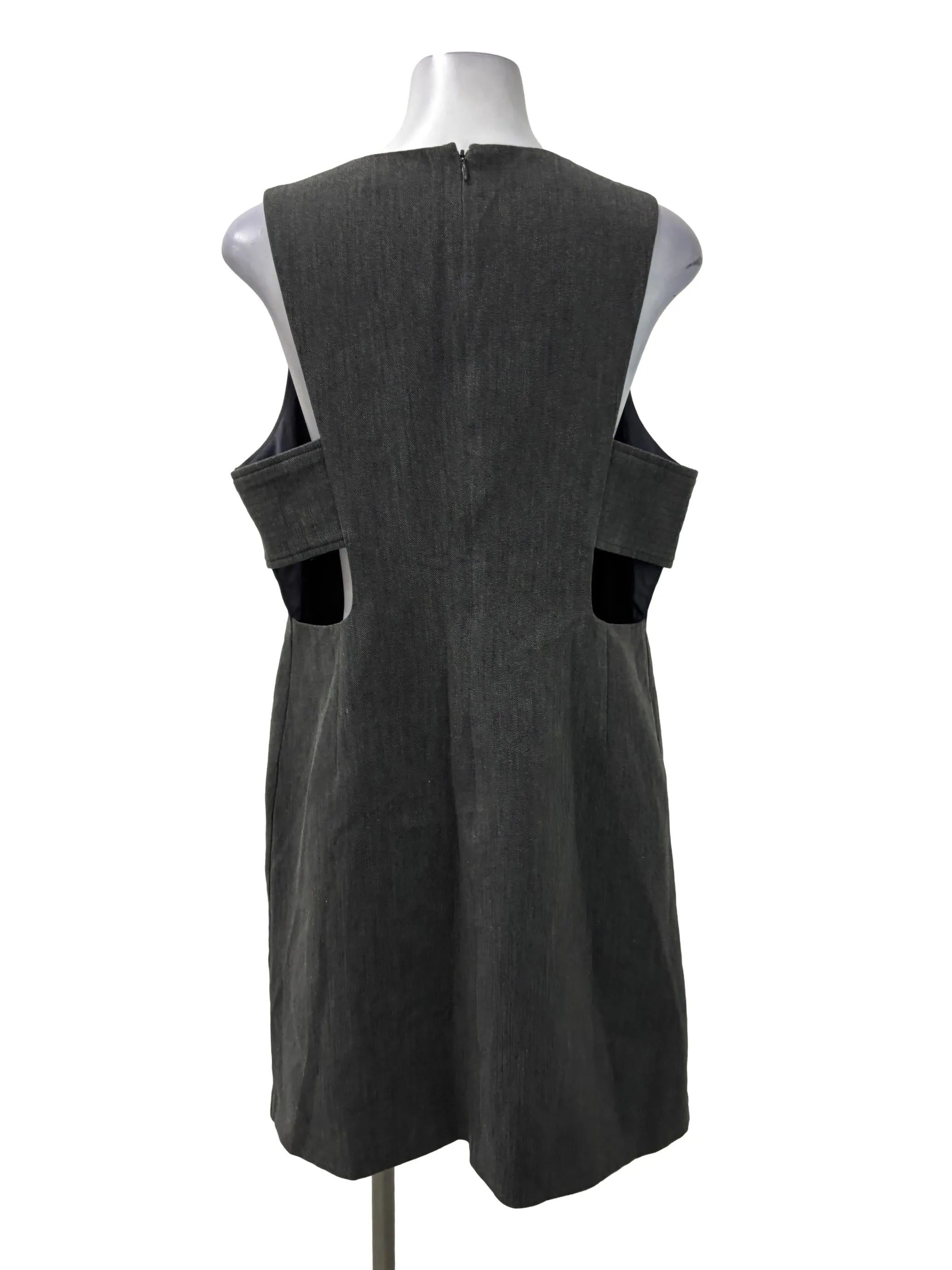 Dark Grey Roundneck Sleeveless Sheath Dress LB