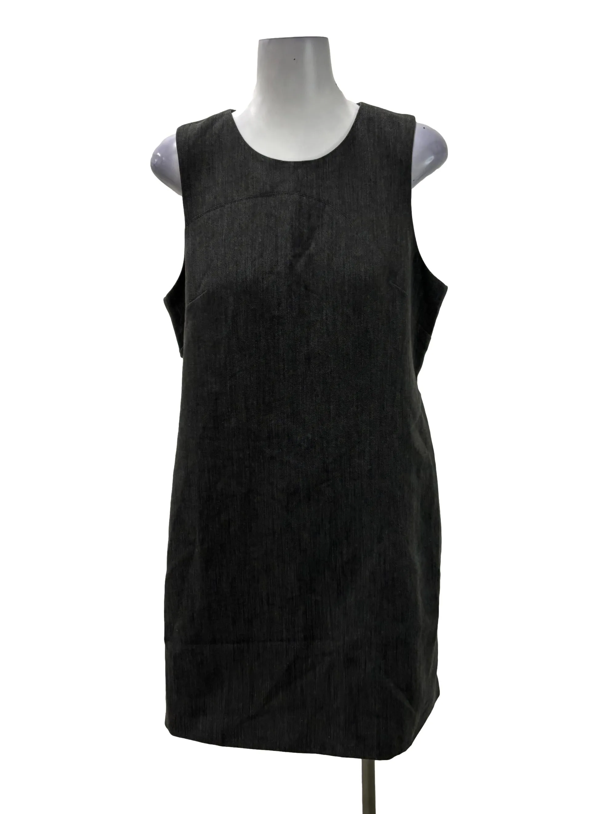 Dark Grey Roundneck Sleeveless Sheath Dress LB