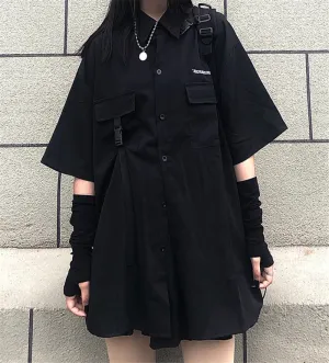 Dark top   belt   skirt suit KF82641
