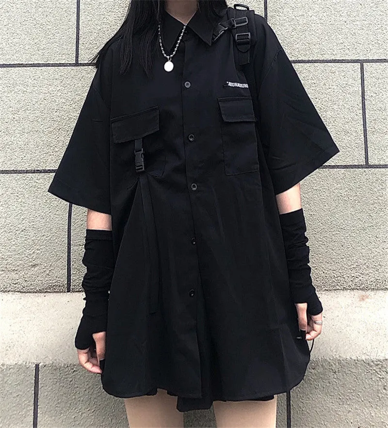 Dark top   belt   skirt suit KF82641
