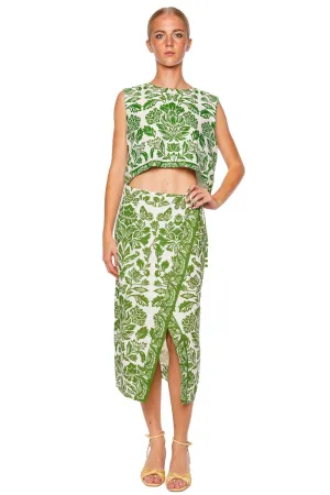 Delicate Tapestry Sleeveless Cropped Blouse