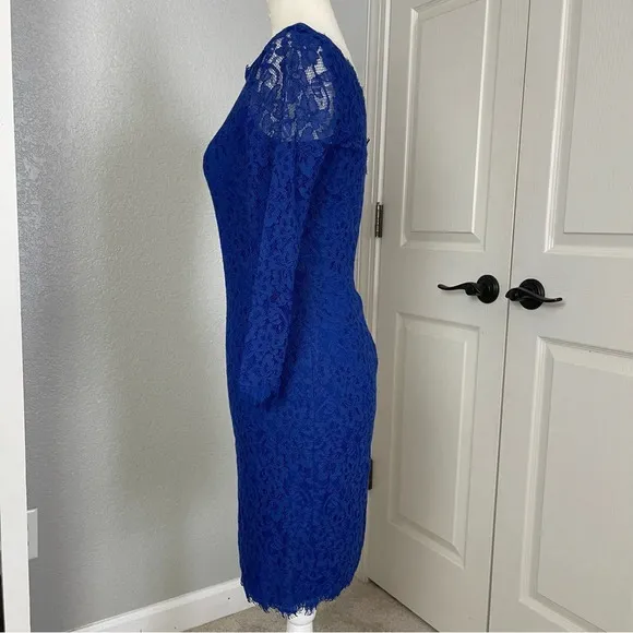 Diane Von Furstenberg DVF Zarita Lace Sheath Dress Cobalt Blue Size 2