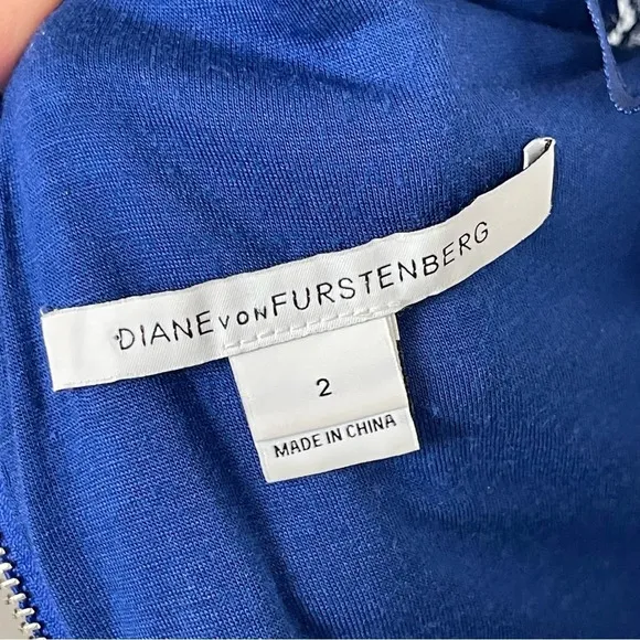 Diane Von Furstenberg DVF Zarita Lace Sheath Dress Cobalt Blue Size 2