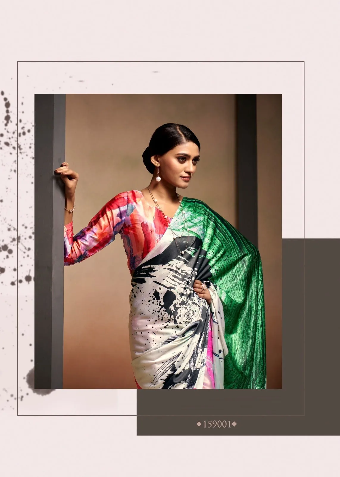 Digital Print Saree In White