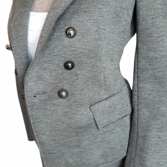 Donna Karan Grey 2 Piece Skirt Suit Side Slits, Made in Italy
