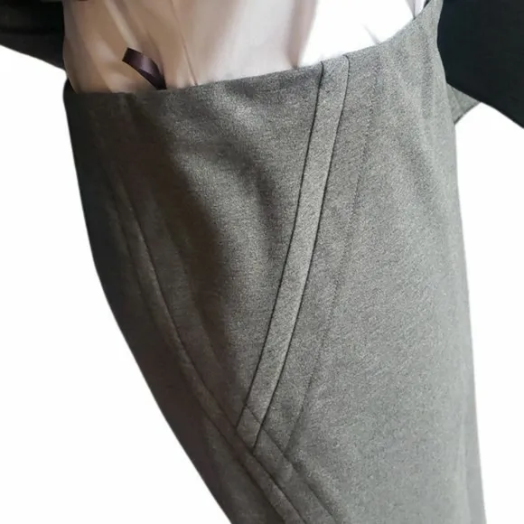 Donna Karan Grey 2 Piece Skirt Suit Side Slits, Made in Italy