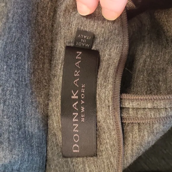Donna Karan Grey 2 Piece Skirt Suit Side Slits, Made in Italy