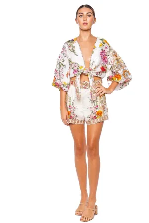 Egyptian Rose Puff Sleeve Linen Top