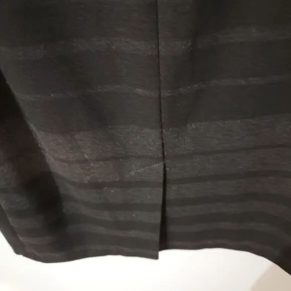 Eileen Fisher Dress Women's Sz 12 Sleeveless Black Gray Stripes Stretch