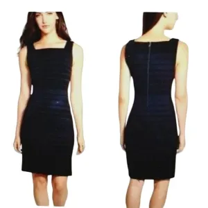 Eileen Fisher Dress Women's Sz 12 Sleeveless Black Gray Stripes Stretch
