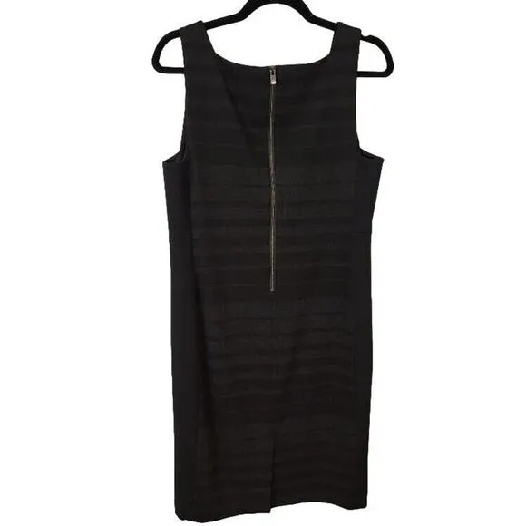 Eileen Fisher Dress Women's Sz 12 Sleeveless Black Gray Stripes Stretch