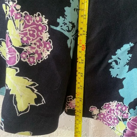 Emma James Petite Linen Blend Midi Skirt and Jacket Suit Sz 10P Floral Print New