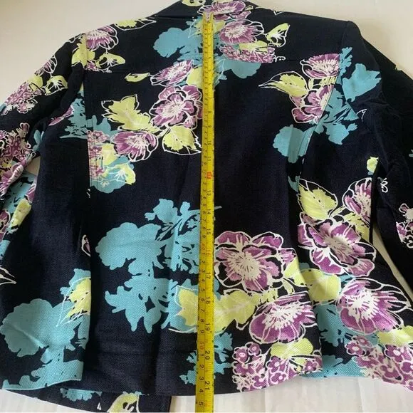 Emma James Petite Linen Blend Midi Skirt and Jacket Suit Sz 10P Floral Print New