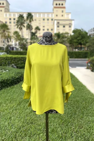 Emmelle Silk Blouse with Satin Tie Cuff in Goldenrod