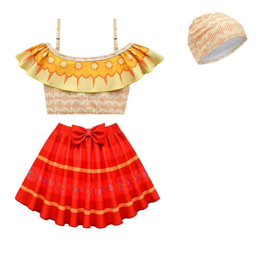 Encanto Dolors Swimsuit Hat Three-Piece Set Cosplay Costume Outfits Halloween Carnival Suit