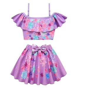 Encanto Isabela Swimsuit Hat Three-Piece Set Cosplay Costume Outfits Halloween Carnival Suit