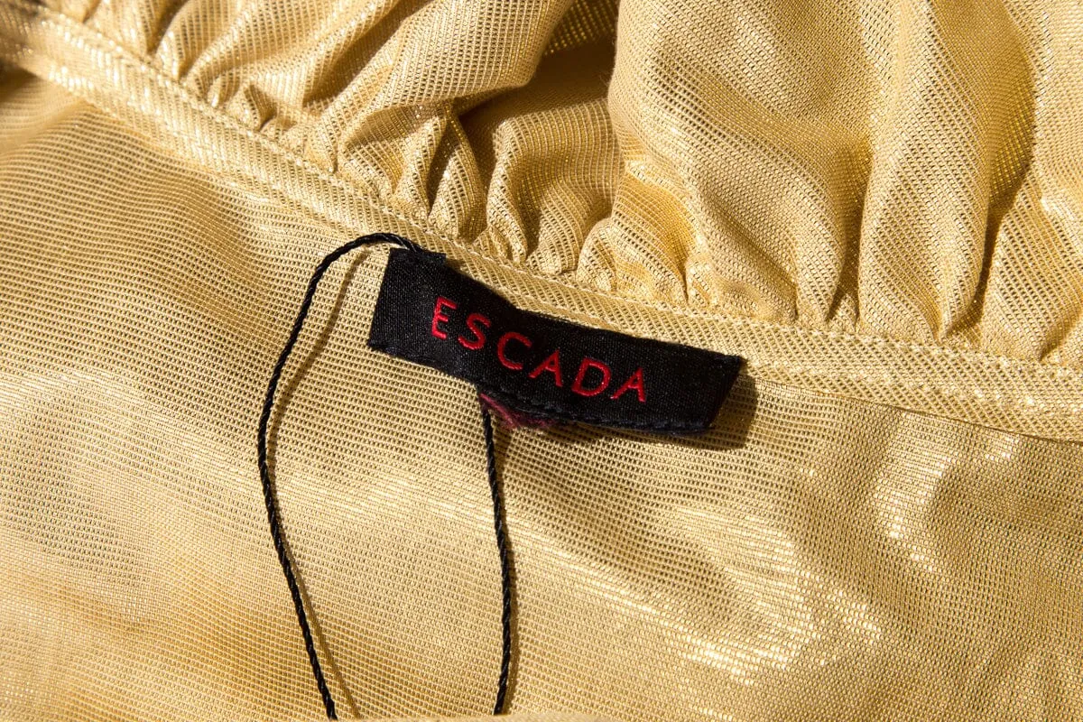 Escada Gold Lurex Thread Ruffle Blouse SZ M