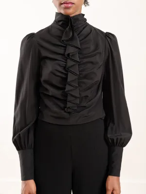 espionage cinched blouse - black