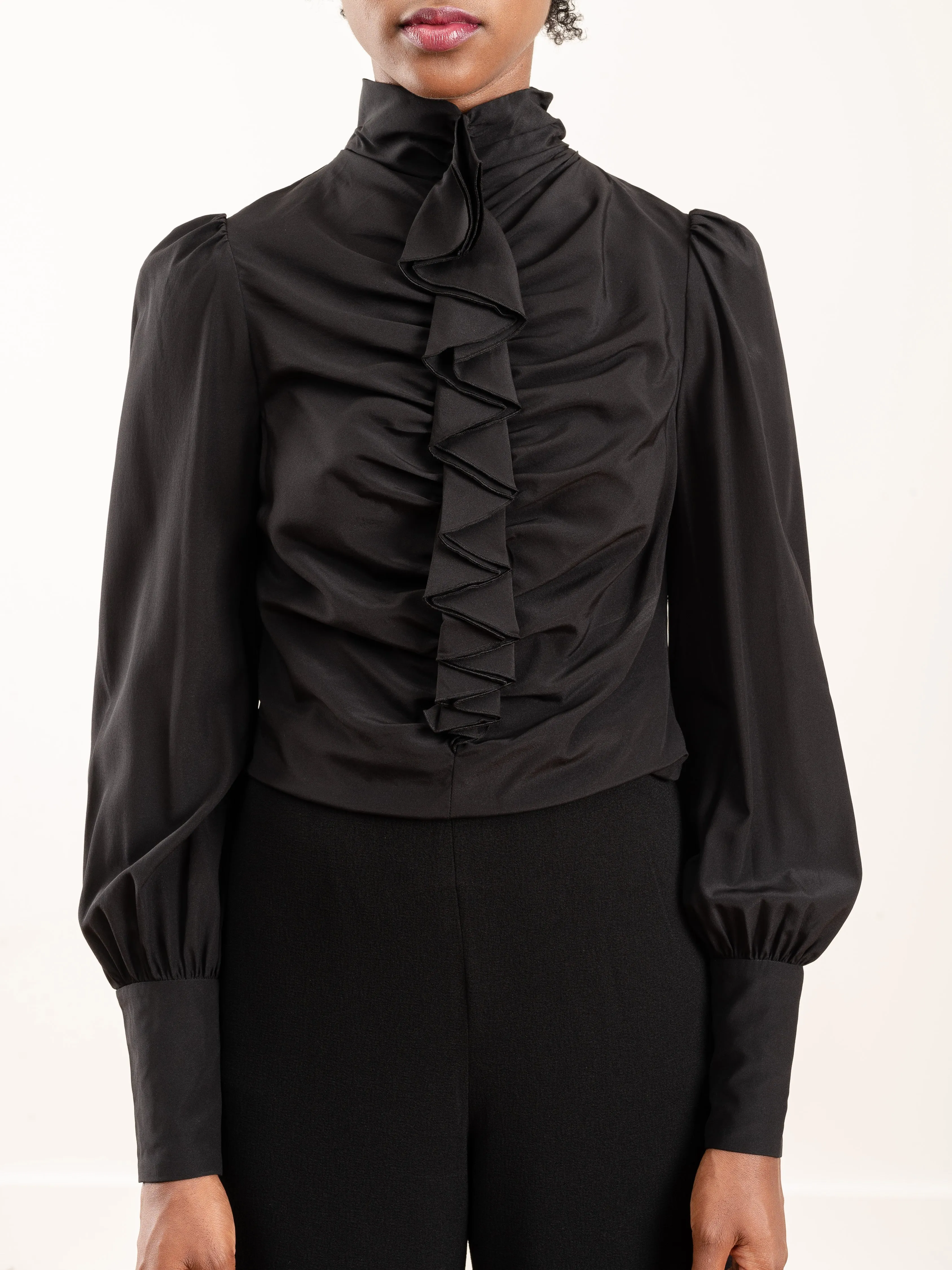 espionage cinched blouse - black