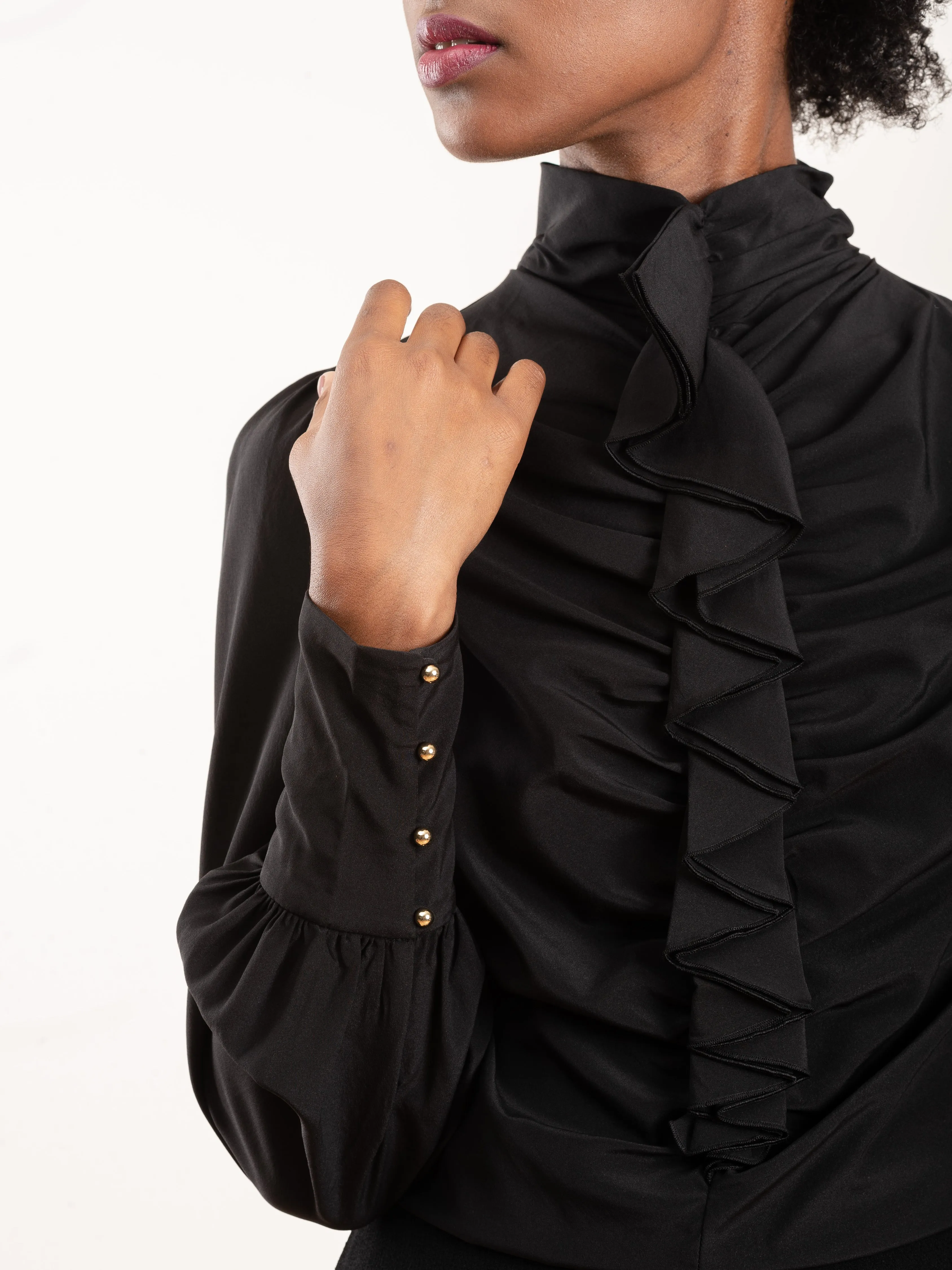 espionage cinched blouse - black