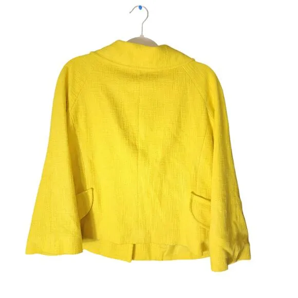 Etcetera Sz 12 Bright Yellow Mod Skirt Suit Bow Waist Textured Career Bright
