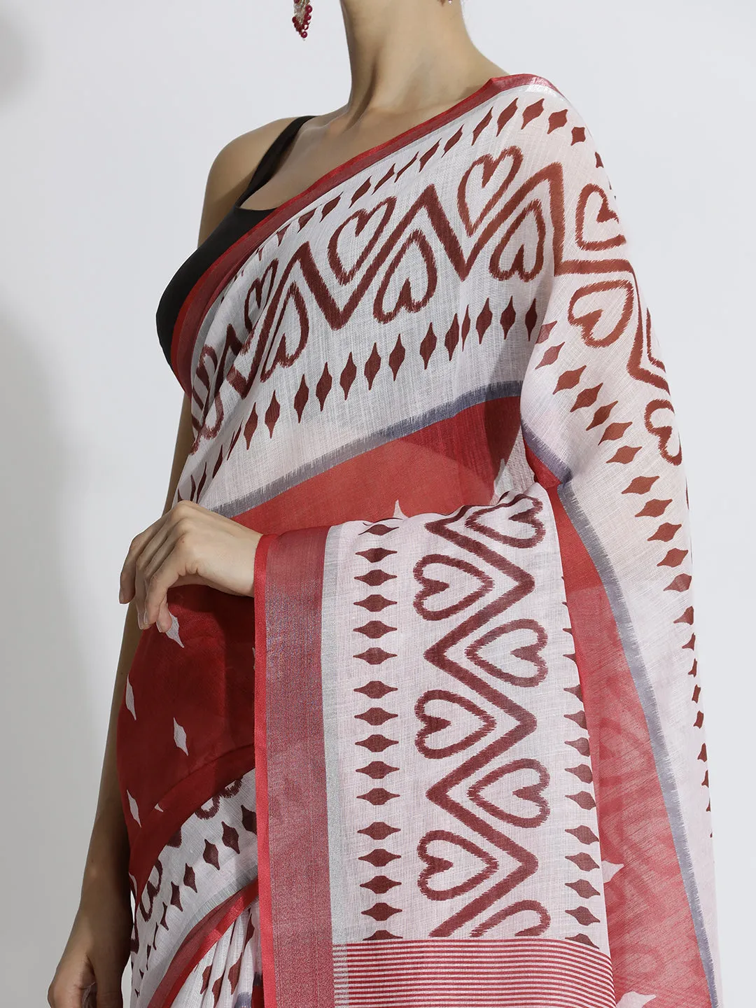 Ethnic Printed Daily Wear Pure Linen Saree