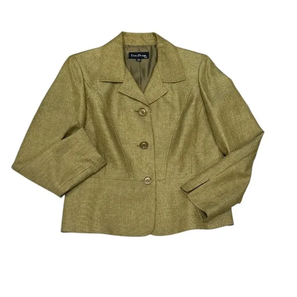 Evan Picone 2 Piece Tailored Olive Green Skirt Suit EUC, Size 12.